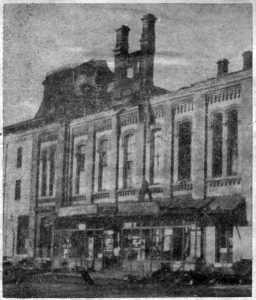 As the Opera House looked from the Lancaster avenue side on the morning of December 30, 1914, with Welsh and Park’s Hardware Store in the center of the building.