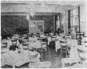 The dining room of the former Wayne Hotel, as it looked on Saturday evening, October 16, on the occasion of its re-opening as Helen Kellogg’s Dining Room in the Wayne House. –(photo by Ansley)