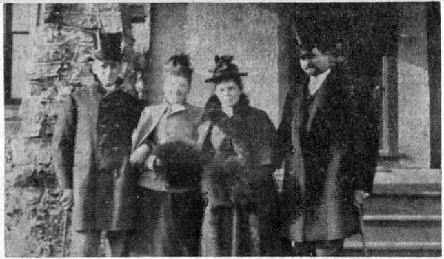 Left to right: Henry Baring Powel, Miss Blanche Smith, of Quebec; Mrs. Henry Baring Powel and DeVough Powel, of New York City. (as identified by Mrs. Johnson)