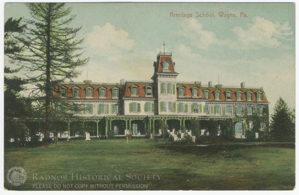 Postcard Louella Mansion / Armitage School Radnor Historical Society